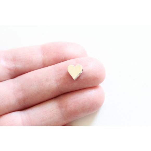 Sterling Silver Tiny Heart Bead Charm, Small Heart Bead Charm, Simple Heart - Picture 2 of 3